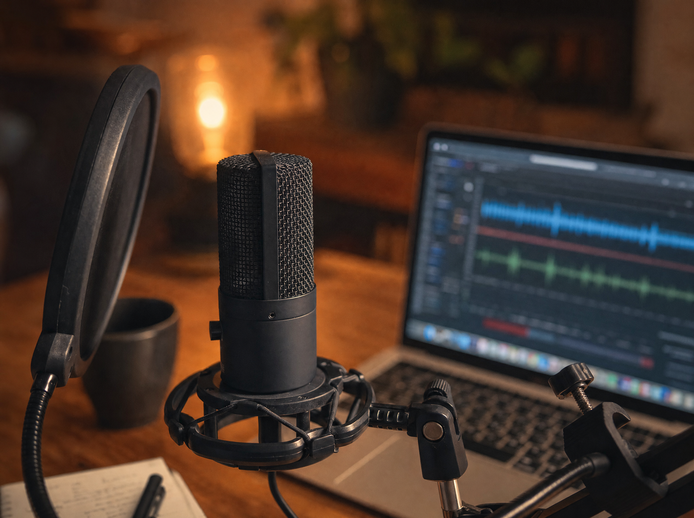 Professional corporate podcast recording setup